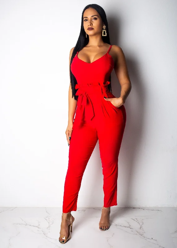 Don't Wait Spaghetti Strap V-neck Sleeveless Backless Jumpsuits