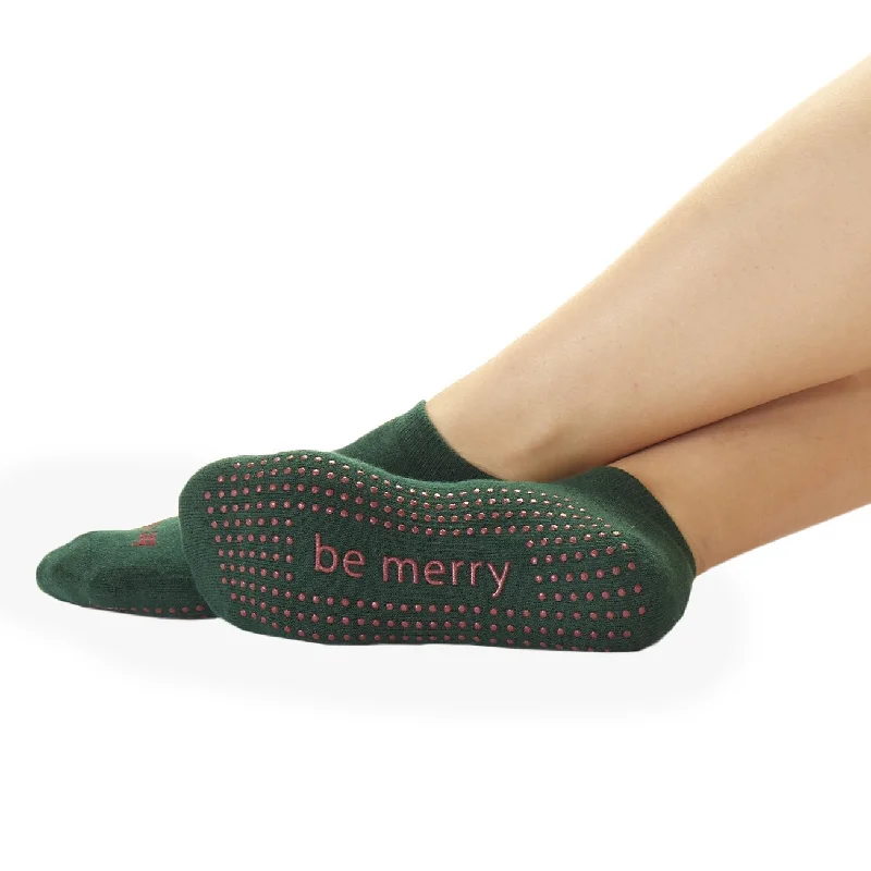 Sticky Be Socks BE MERRY Grip Socks - Green