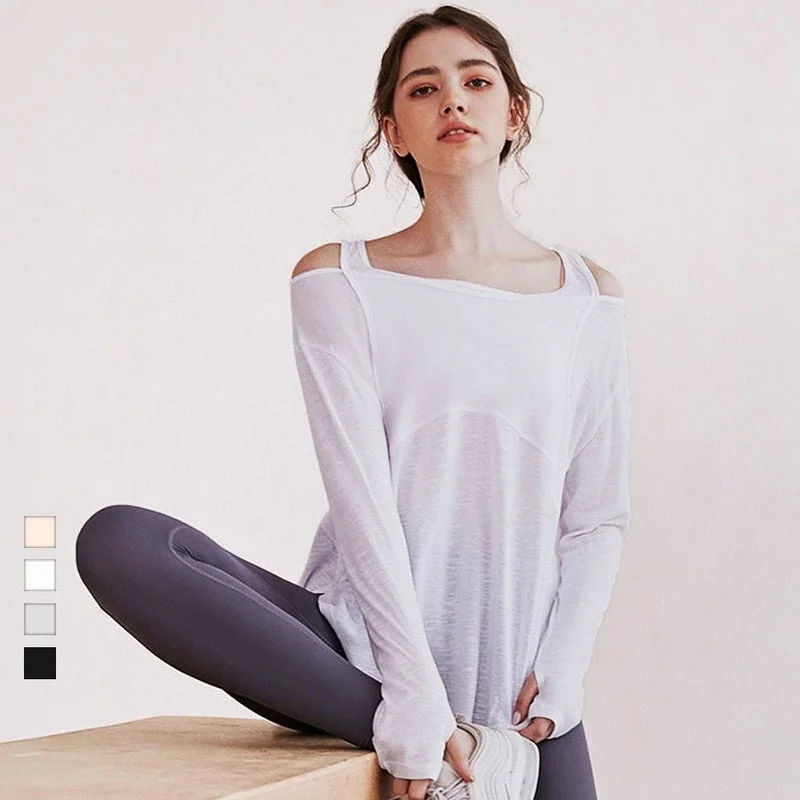 Yoganix Long Sleeve Yoga Shirts for Women Loose Sports Tee Crop Top Sports Top Women Sportswear Gym Fitness Wear Clothing Workout Female