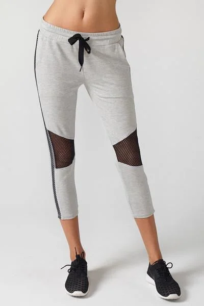 CHICHI Active Michelle Cropped Moto Jogger - Heather Grey