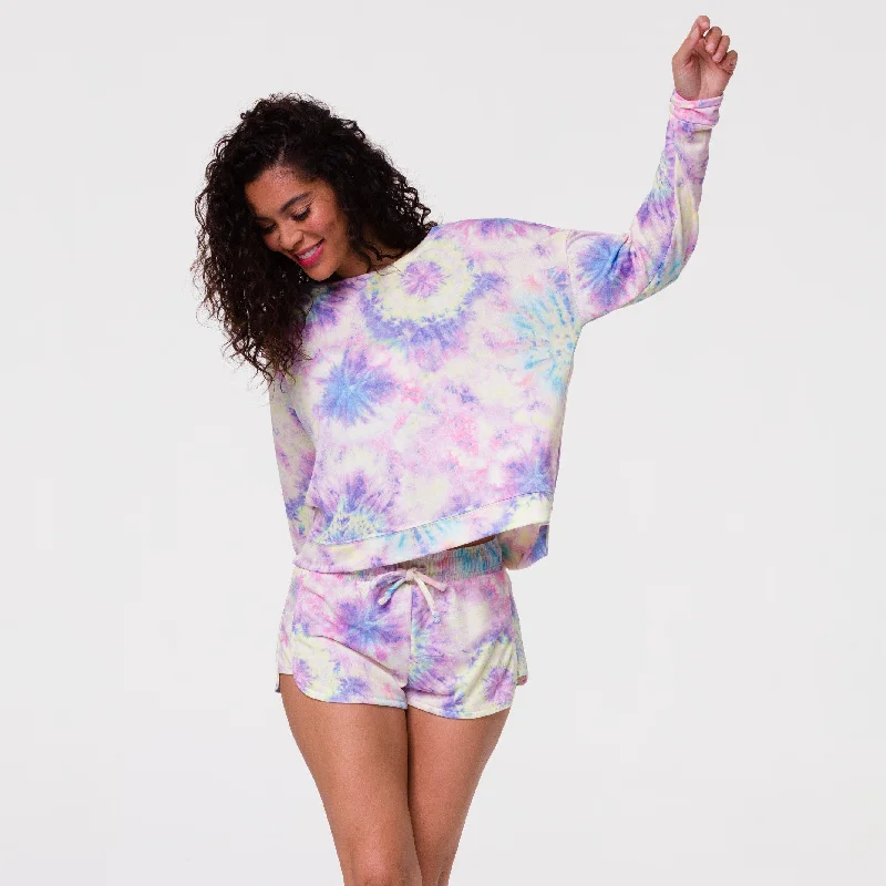Buy More, Save More High Low Sweatshirt - Neon Tie Dye