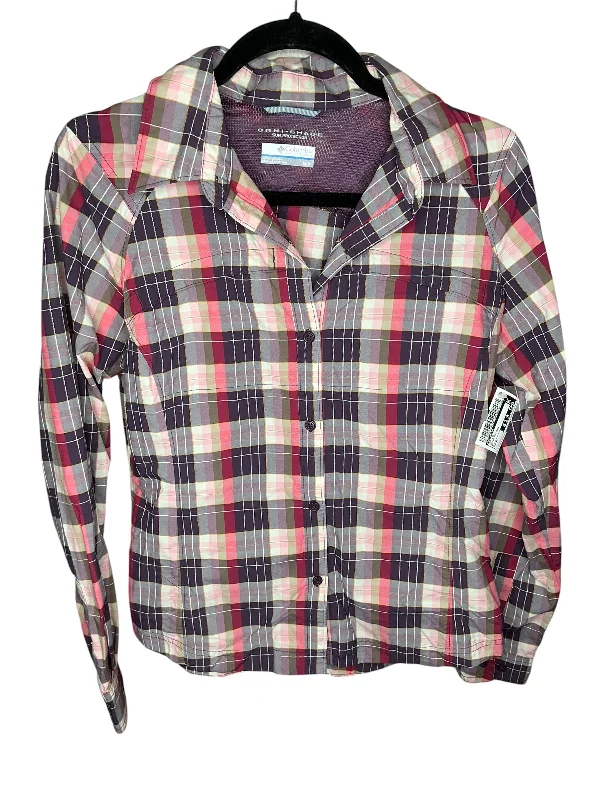 Online Only Top Long Sleeve By Columbia In Plaid Pattern, Size: M