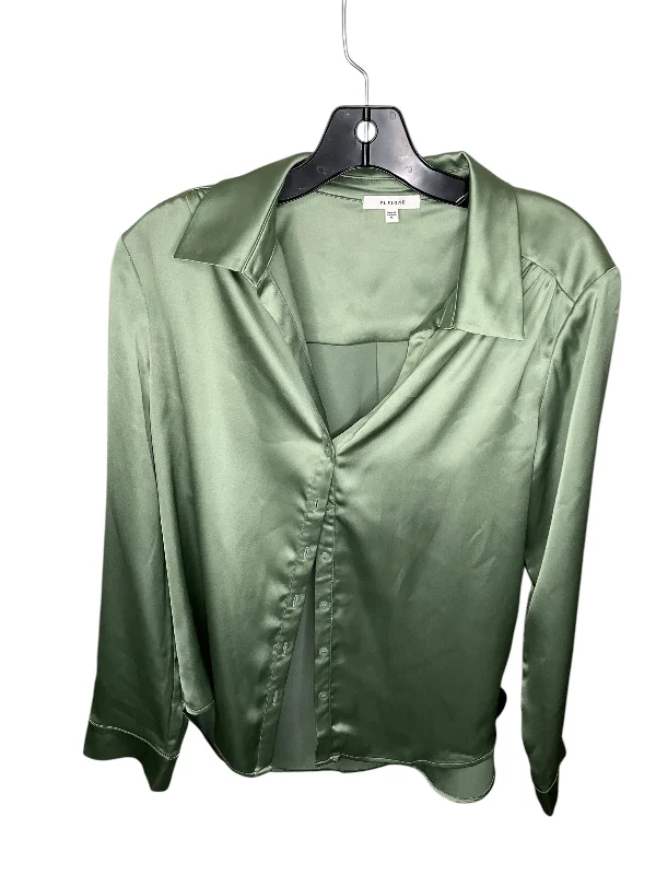 Flash Sale Top Long Sleeve By Pleione In Green, Size: M