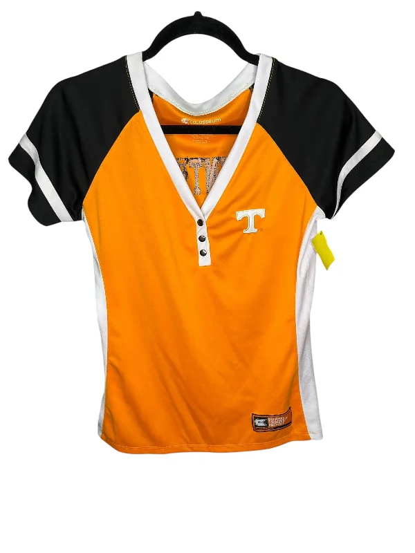 Final Clearance Top Short Sleeve By Colosseum In Orange & White, Size: S