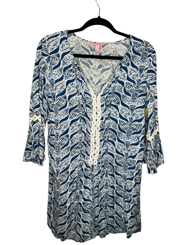 Lowest Prices Tunic Long Sleeve By Lilly Pulitzer In Blue & White, Size: M