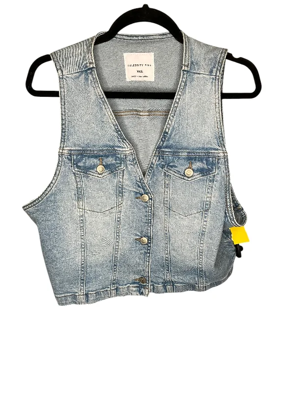 Price Reduction Vest Other By Celebrity Pink In Blue Denim, Size: 3x