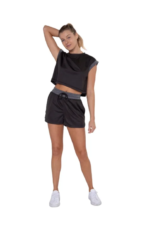 Hot Deal Mono B Micro-Perforated Track Shorts with Split Side Hem AP-B0386