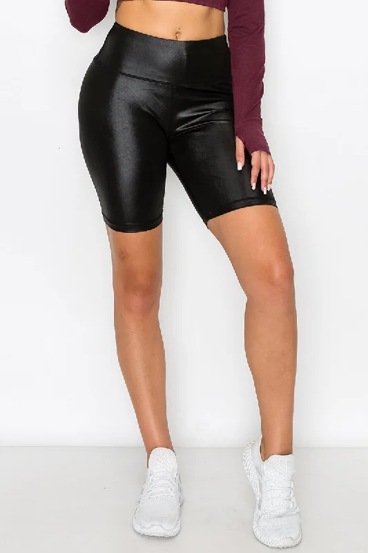 Online Specials Faux Leather High Rise Biker Shorts