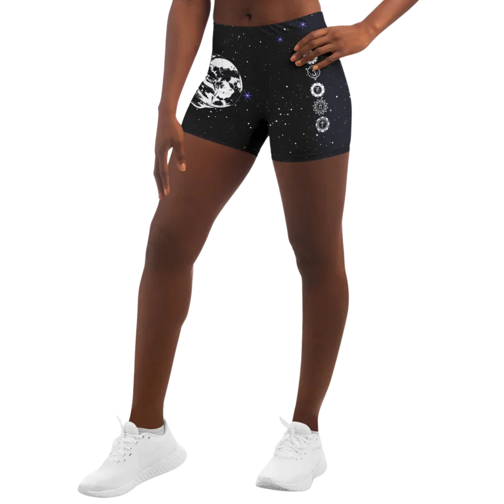 Markdown Madness MYSTICAL SUN AND MOON YOGA SHORTS – SACRED CELESTIAL ENERGY