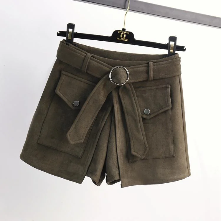 Limited Time Suede shorts women slim pants