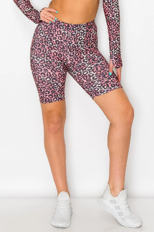 Weekend Special Wild Leopard Print Biker Shorts
